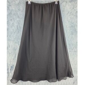 JBS Ltd Black Chiffon Maxi Skirt Womens 18W Elastic Waist A-Line Made in USA